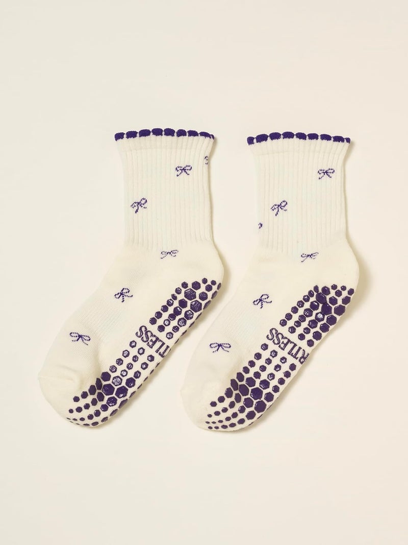 Shapes Studio Crew Half Calf Grip Socks, Cutest Fruits Pilates Socks, Ruffle socks, Non-Slip, Barre Yoga Fitness - Image 2